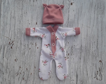 4"/5"/6"/7"/8"/9"/10" jumpsuit- slipper Roses for doll/ Clothes for baby doll/ Bitty Baby 8" slipper clothing