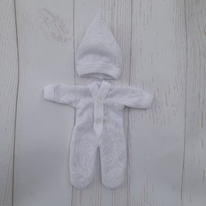 4"/5"/6"/7"/8"/9/10"/11"/12 doll clothes/White outfit for silicone doll/Miniature clothes/overall and hat for silicone doll