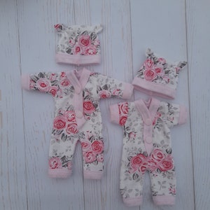 3.5"/4"/5"/6"/7"/8"/9"/10/11"" jumpsuit hat Pink Roses for doll/ Clothes for baby doll/ Doll is not included!!!