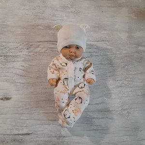 4"/5"/6"/7"/8"/9/10" doll clothes/Ivory with animals outfit for silicone doll/Miniature clothes/footies jumpsuit with hat for silicone doll