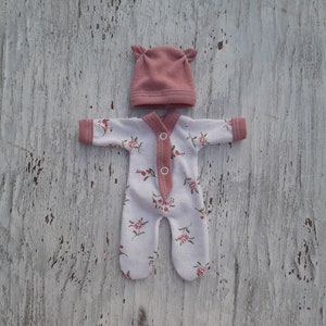 4"/5"/6"/7"/8"/9"/10" jumpsuit- slipper Roses for doll/ Clothes for baby doll/ Bitty Baby 8" slipper clothing