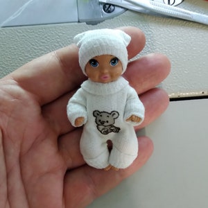 Tiny outfit/Miniature doll's outfit/Micro overall with beanie for doll 2.5-3"/DOLL IS NOT included!