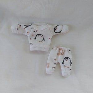 OOAK set for up 4" to 5" silicone baby/Milk with penguin outfit/Mini reborn doll outfit