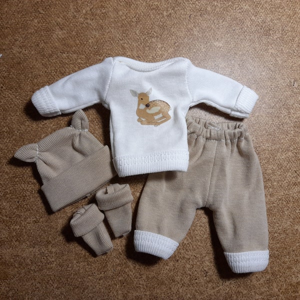 4/5/6/7/8/9/10/11/12 Doll's clothes/Beige deer outfit for doll/doll's pulover+pants+socks+beanie