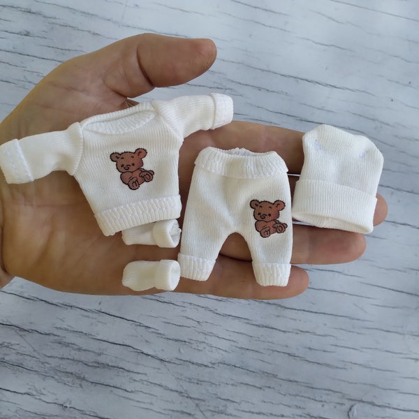 Sizes/OOAK set for silicone baby/Brown Bear on milk pullover+hat+pants+socks/baby doll outfit