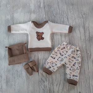 4"/5"/6"/7"/8"/9/10"/11"/12 doll clothes/Brown Bear outfit for silicone doll/Micro preemie clothes