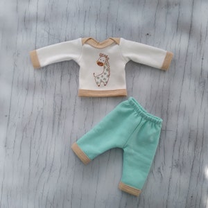 3"/4"/5"/6"/7"/8"/9/10"/11"/12 doll clothes/Giraffe with mint outfit for silicone doll/Miniature clothes/pullover and pants for a doll