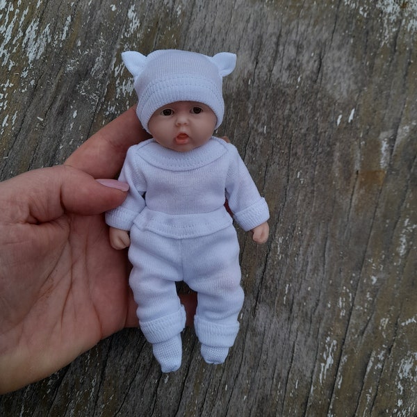 For 4"/5"/5.5"/6"/7"/8"/9/10"/11"/12" silicone doll/White bodysuit+pants+hat+socks/Doll is not included!!!