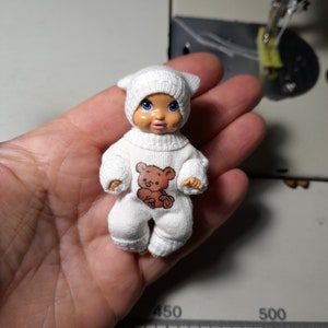 Tiny outfit/Miniature doll's outfit/Micro overall with beanie for doll 2.5-3"/DOLL IS NOT included!