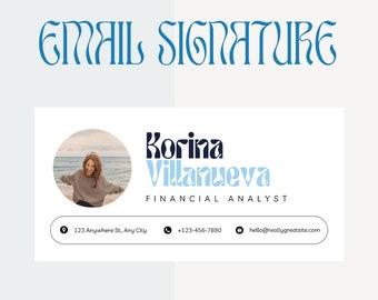 Email Signature Template Canva - Minimalist Business Email Signature Design - Gmail - Outlook - Blog Email - Editable Email Signature