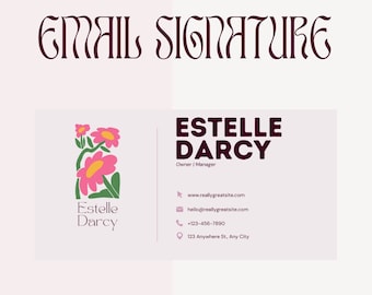 Email Signature Template Canva - Minimalist Business Email Signature Design - Gmail - Outlook - Blog Email - Editable Email Signature
