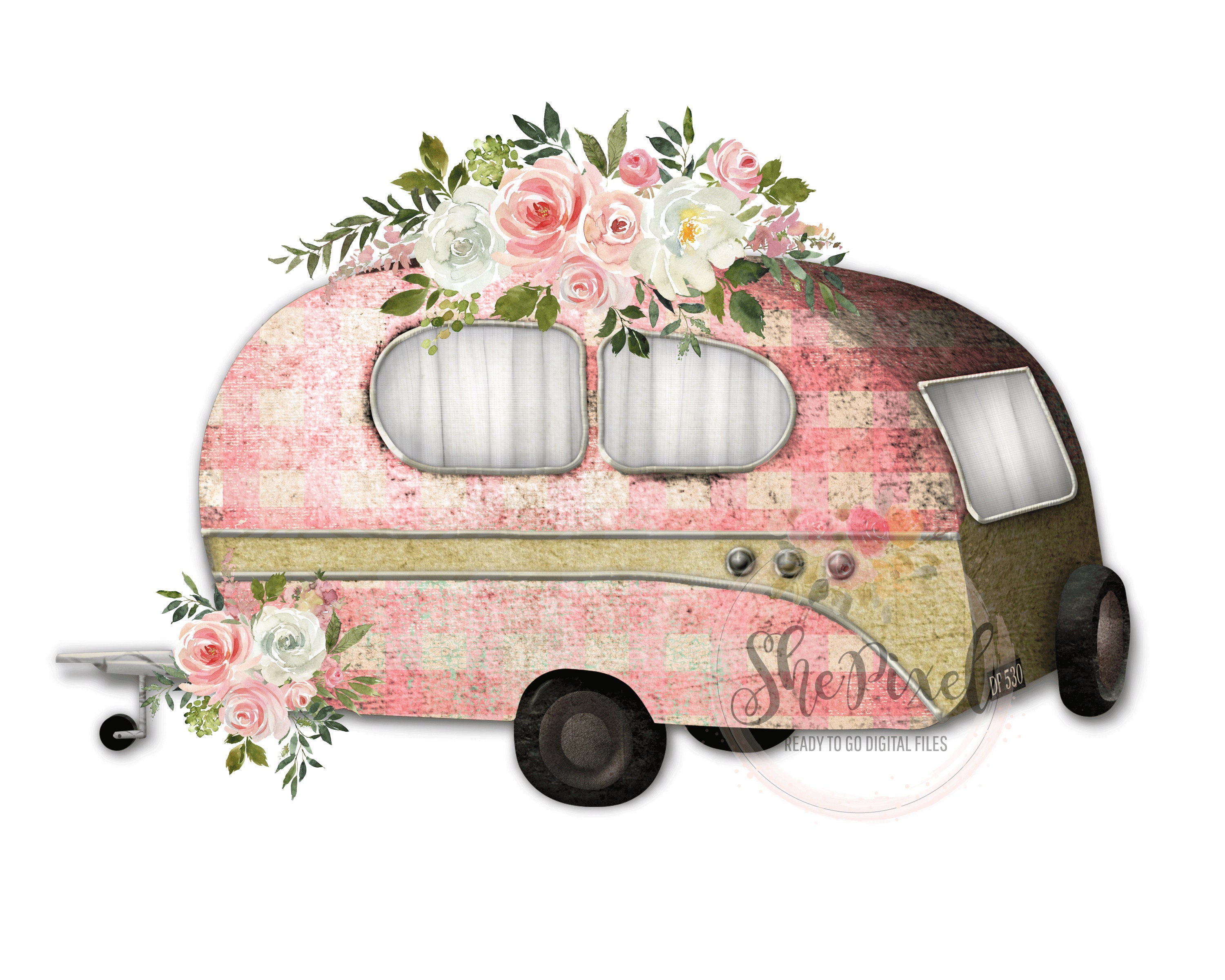 Vintage Camper Clipart Set Retro Trailer Png Sublimation | Etsy