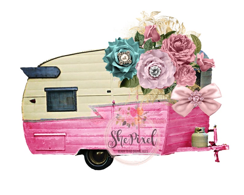 Download Vintage Camper Clipart Retro Trailer Png Sublimation ...