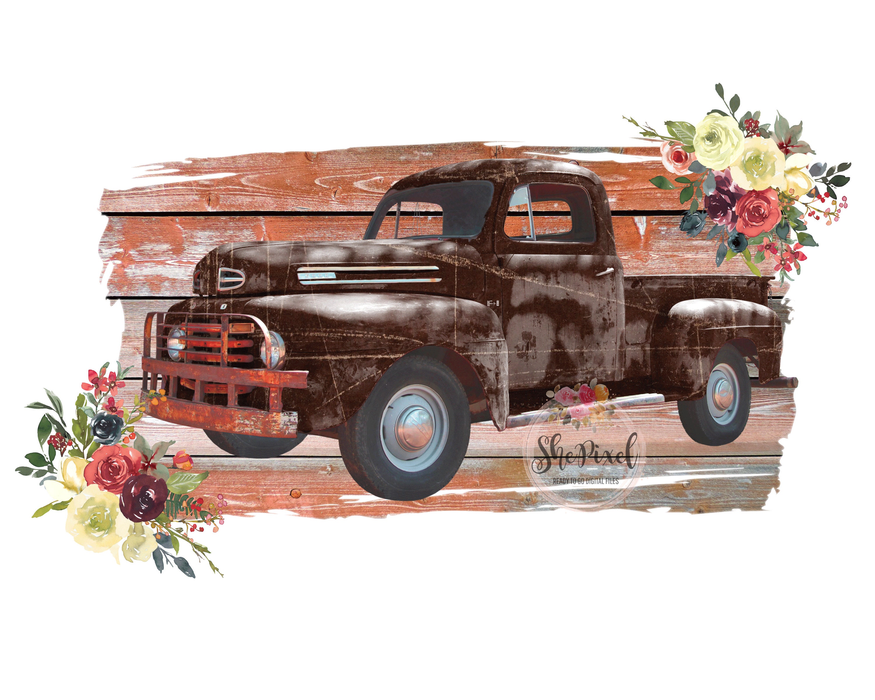 Vintage Truck Clipart Old Truck Clip Art Rusty Pickup Truck | Etsy