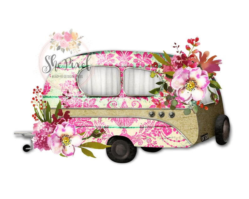 Download Vintage Camper Clipart Retro Trailer Png Sublimation ...
