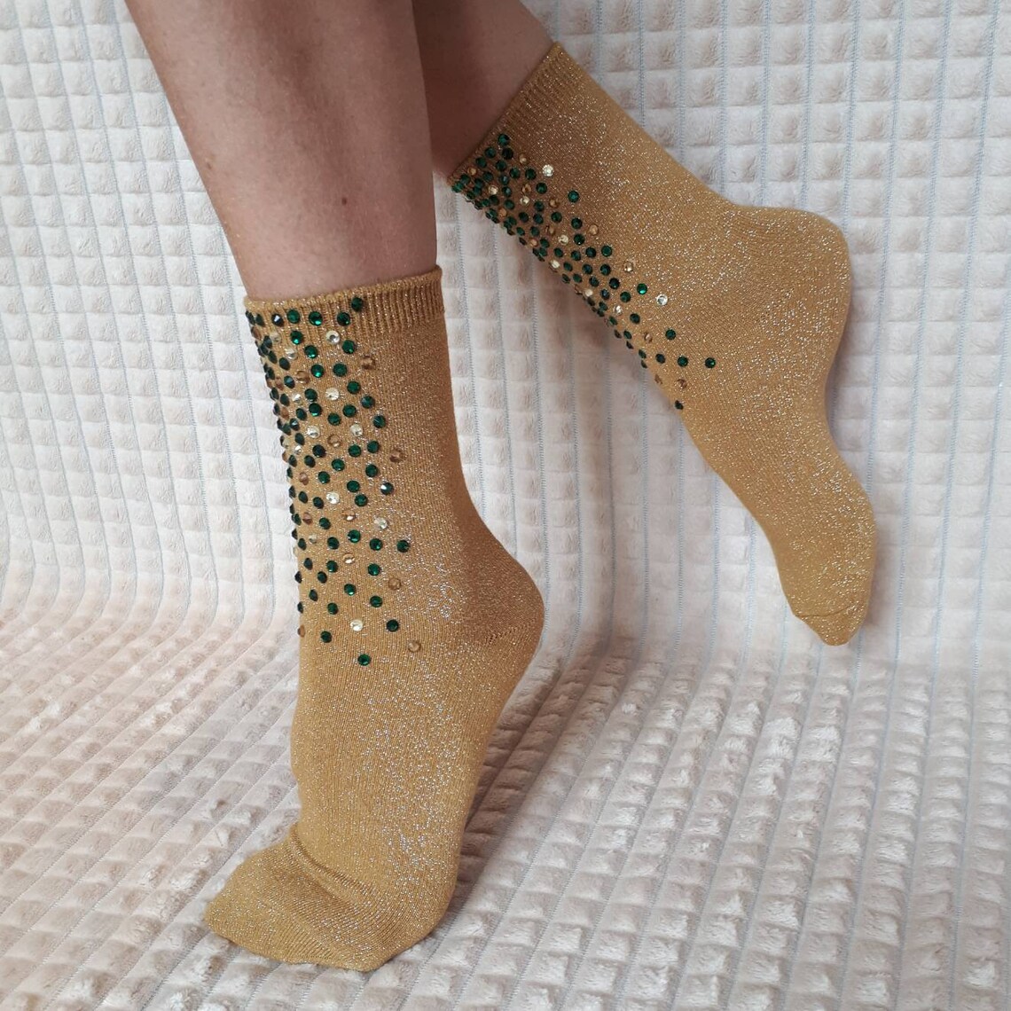 Embellished crystal glitter socks. Designer rhinestone socks Etsy
