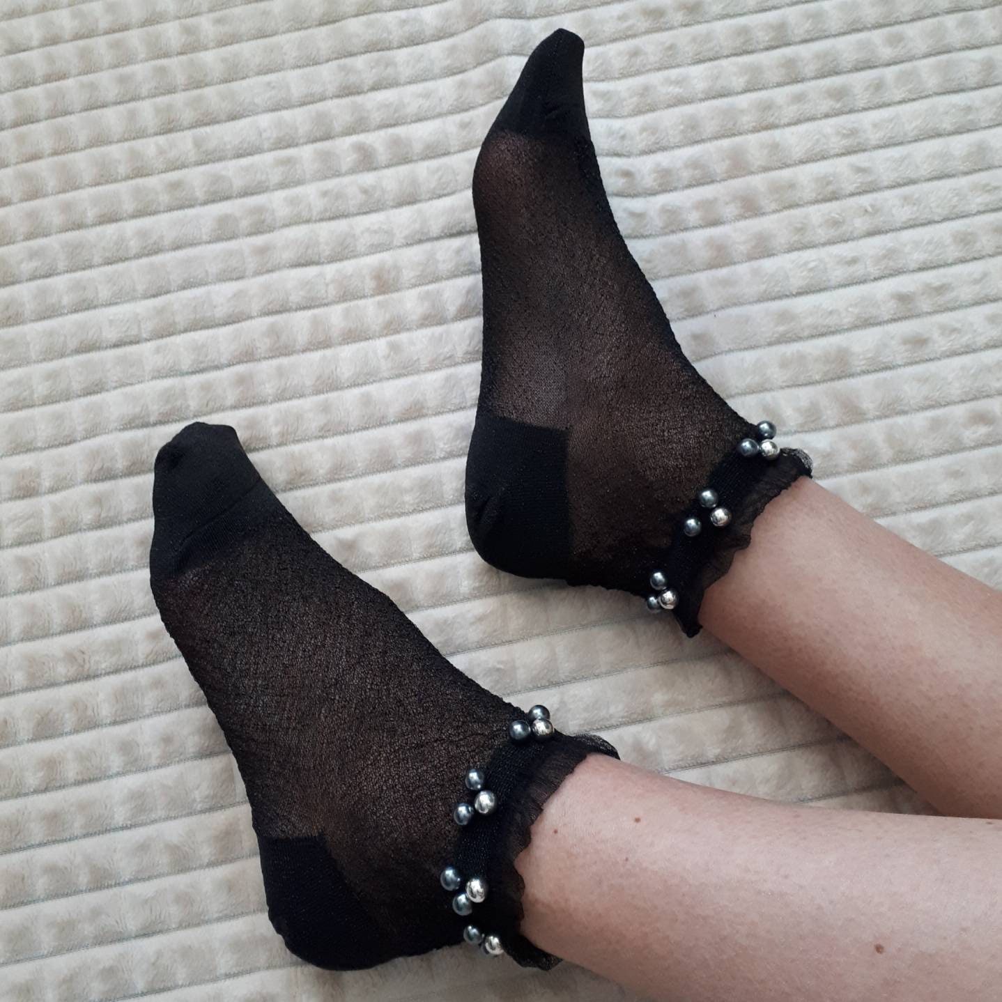 Black mesh socks Designer tulle sokcs Embellished glitter Etsy