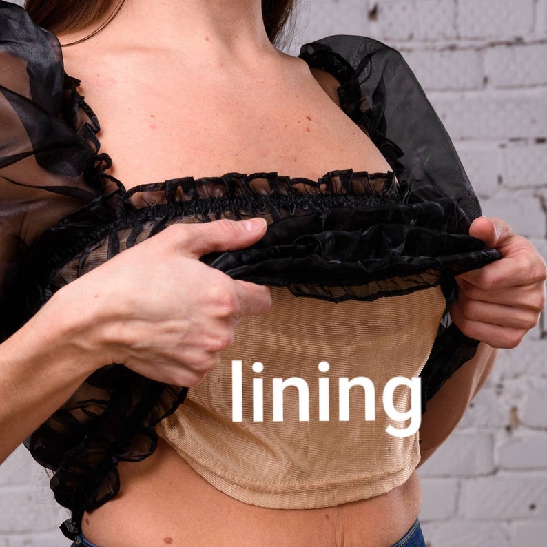 Crop top with full sleeve Evening womens blouse Summer romantic blouse Pirate blouse