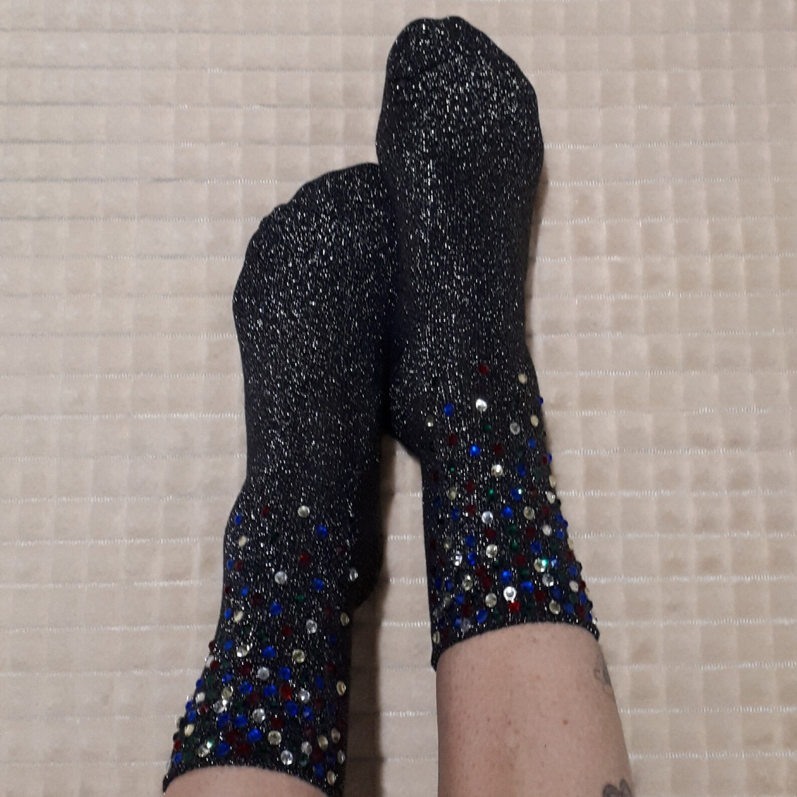 Embellished crystal glitter socks. Designer rhinestone socks Etsy