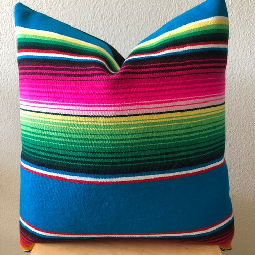Hand Made Mexican Serape Blanket Pillow Cover Etsy