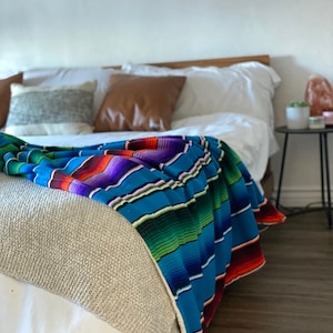Mexican Serape Throw Blanket w/Sherpa Backing