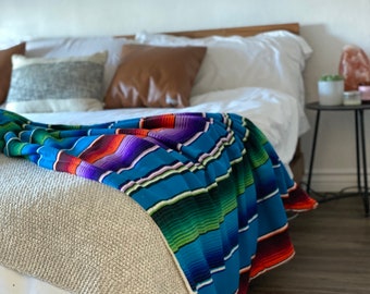 Mexican Serape Throw Blanket w/Sherpa Backing