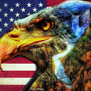 Eagle Canvas Print, American Flag and Eagle Art on Canvas, Made on Stretched Canvas, Ready to Hang, Wall Art Décor by Travis Glasgow