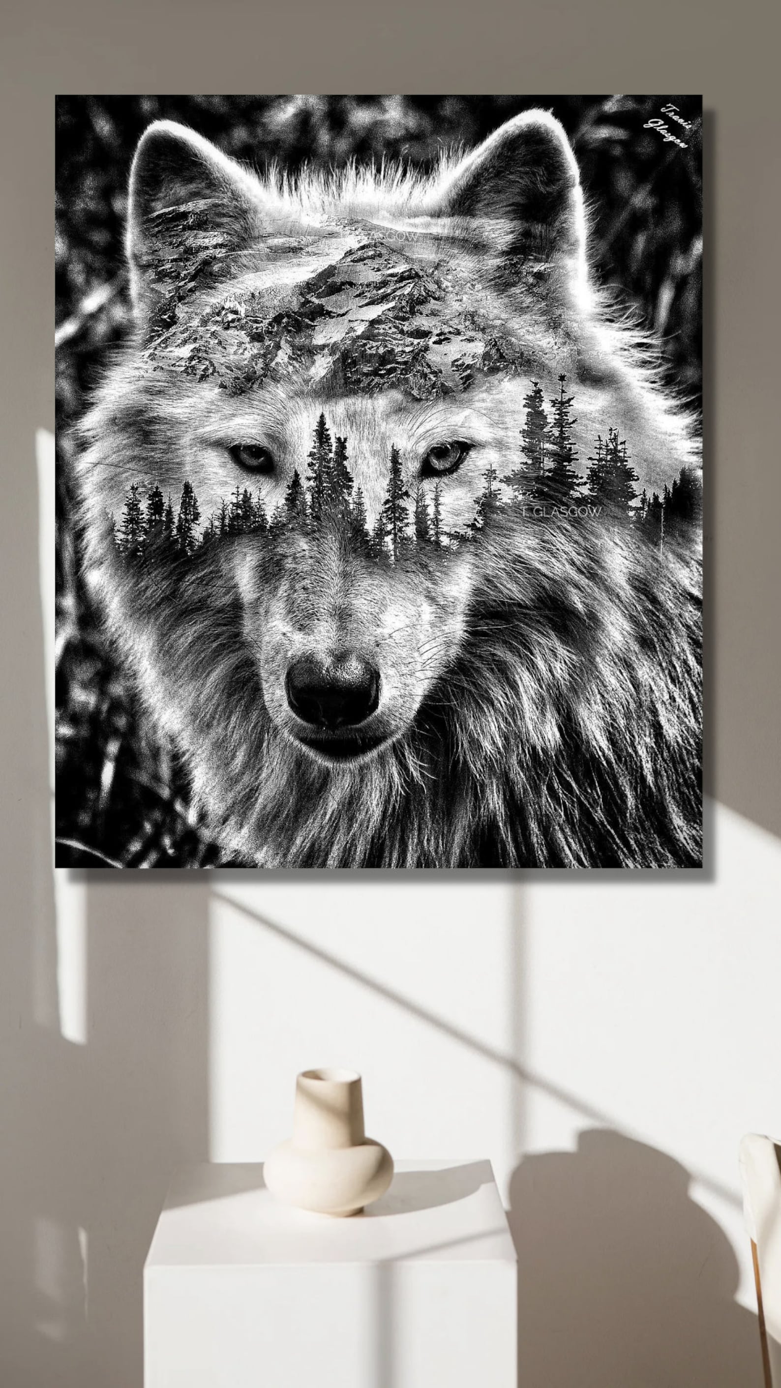 Wolf Canvas Print, Yellowstone Wolf Wall Art, Ready to Hang Wall Decor ...