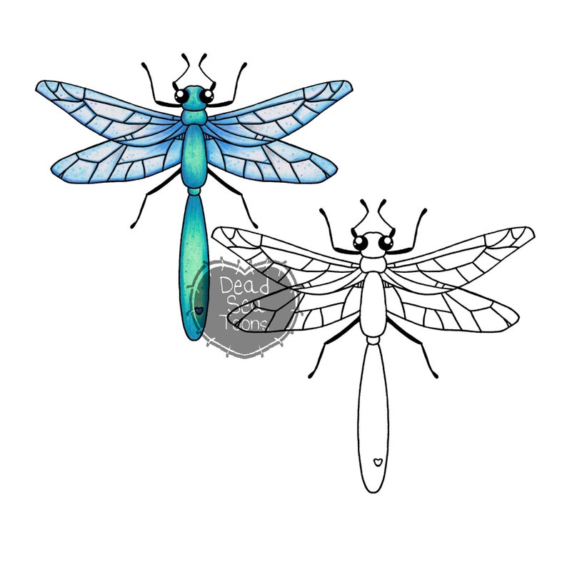 Instant Download Printable Digital Stamp DST dragonfly digi Etsy