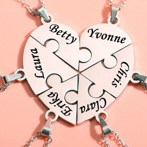 Custom Heart Puzzle Necklace Best Friends Necklace Matching Etsy