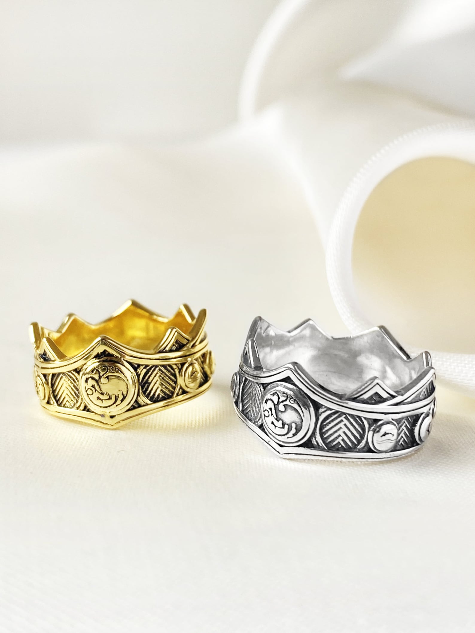 Sterling Silver Viserys Targaryen Crown Ring Valyrian Crown Etsy UK