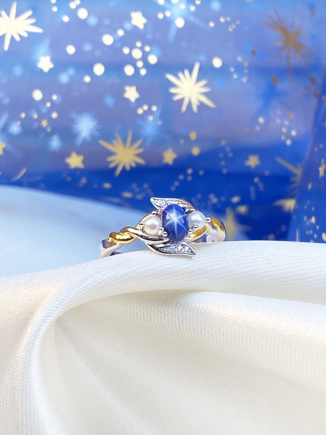 ACOTAR Feyre Wedding Ring Star Sapphire Stone Night Court - Etsy France