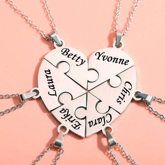 Custom Heart Puzzle Necklace Best Friends Necklace Matching 