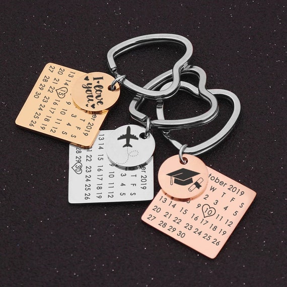 Calendar Keychain Anniversary Keychain Custom Date Keychain Etsy Calendar Keychain Anniversary Keychain Custom Date Keychain Etsy