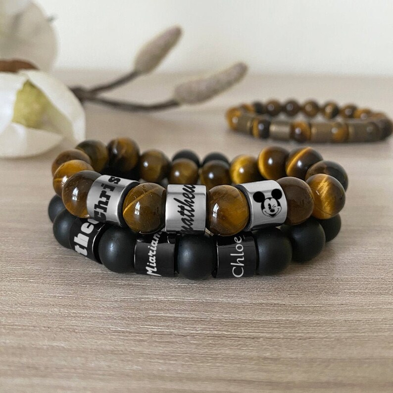 mens bracelet name beads