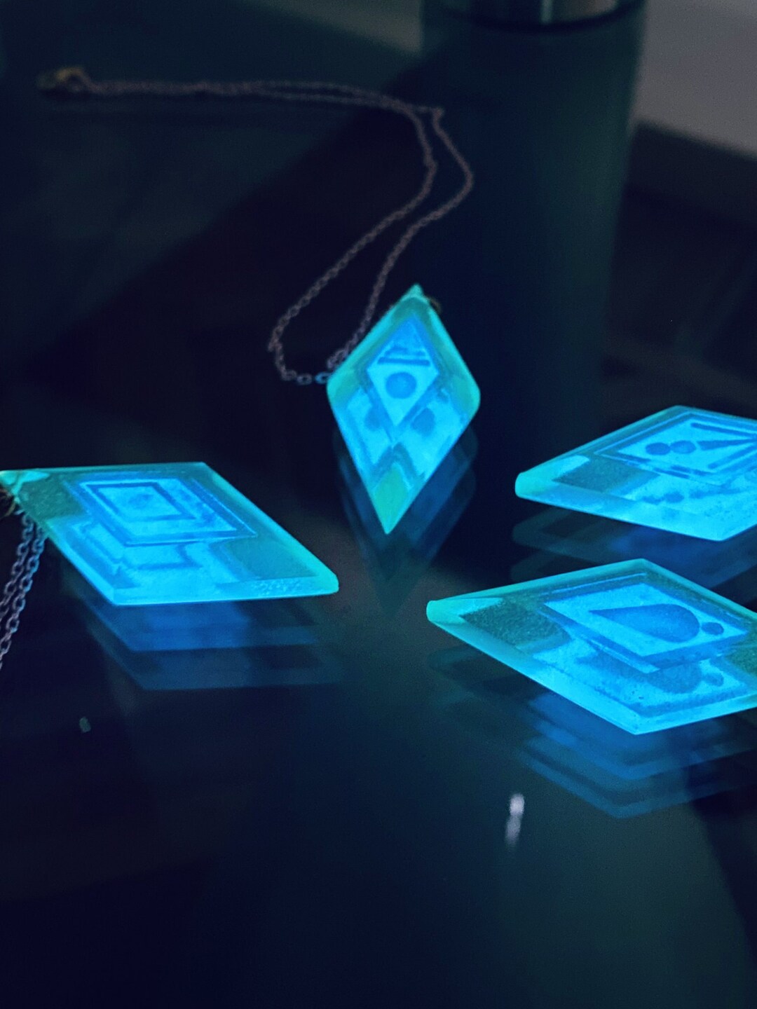 Glow in the Dark Frozen Element Necklace, Frozen 2 Rune Earth Fire