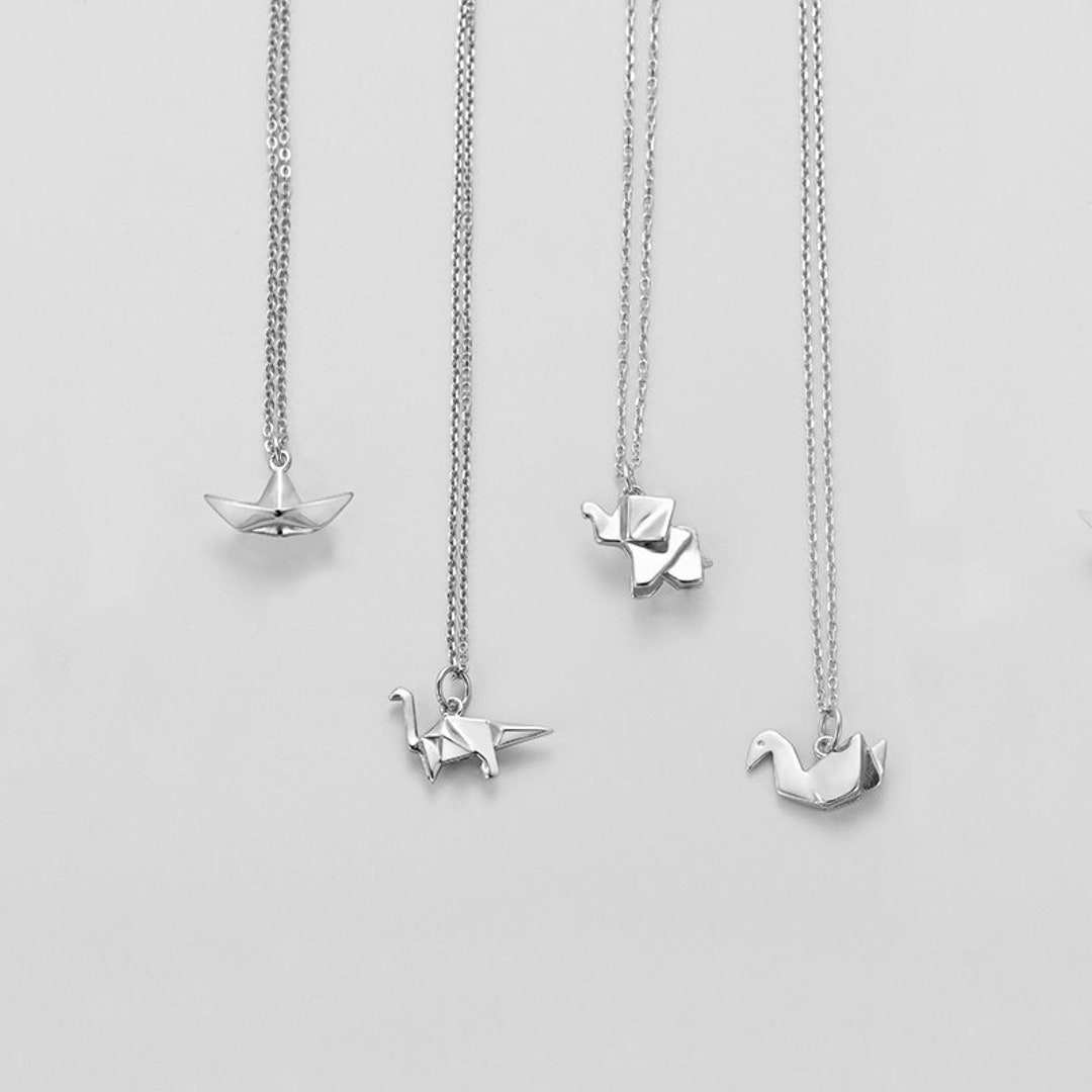 Origami Paper Necklace Sterling Silver Paper Boat Paper Etsy