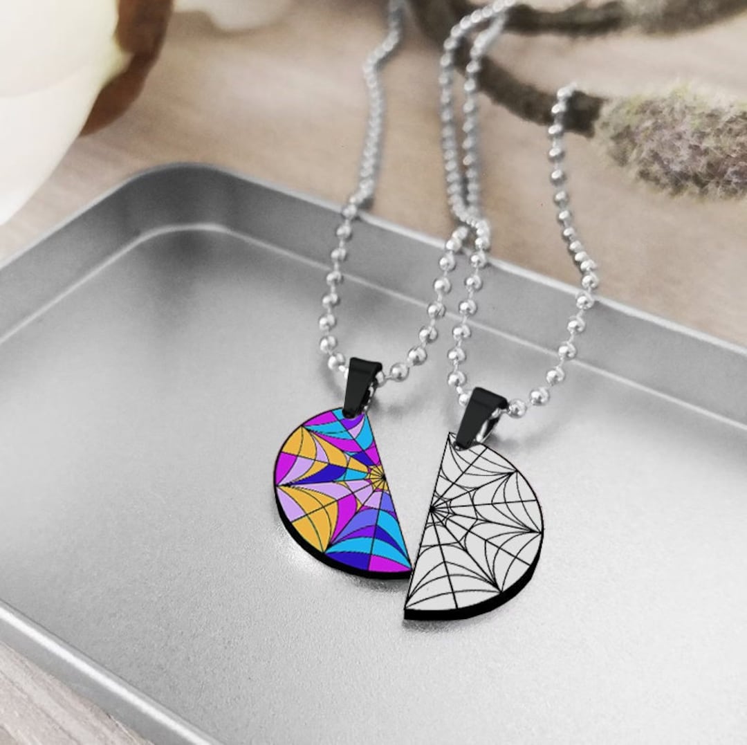 Wednesday & Enid Friendship Necklace, Nevermore Academy Necklace, Matching Necklace, Ophelia Hall Window, Wednesday Necklace, Couples