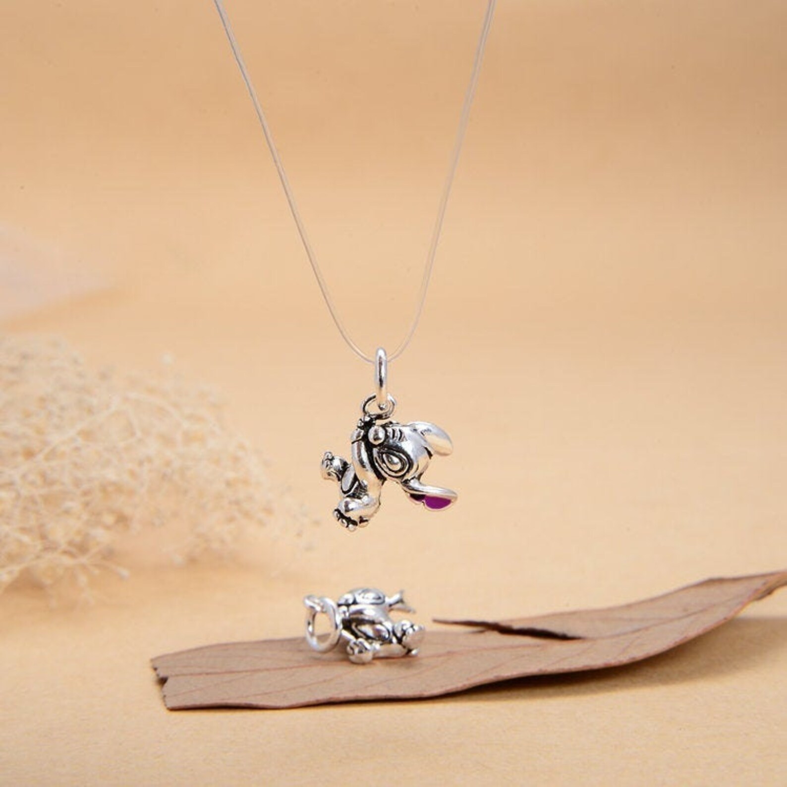 Stitch Necklace Sterling Silver Ohana Necklace Family Ring Etsy