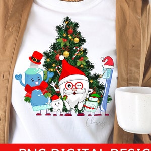 Weihnachten Zahnarzt Png | Lustige Zahnarzthelferin Weihnachten PNG | Zahn Cartoon Charaktere Png | Zahnpasta Zahnseide PNG | Sofort Download |