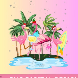Merry Christmas Flamingo PNG / Tropical Christmas Flamingo Sublimation / Flamingo /Christmas Hat /Christmas Flamingo PNG/Palm PNG/ Christmas