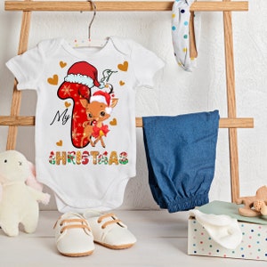 My First Christmas PNG / My 1st Cute Reindeer Christmas Digital Download / Baby Reindeer Sublimation Design /