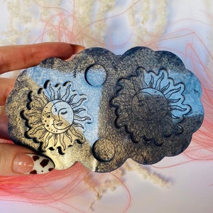 Sun and moon silicone mould, sun earring mould, moon earring mould, celestial earring mould, moon face mould
