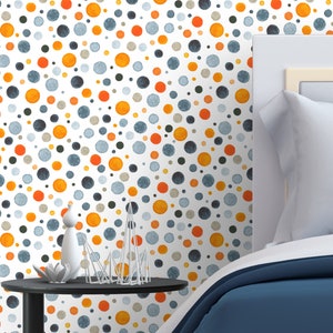Removable Wallpaper - Watercolor Retro Circles - Peel and Stick Wallpaper - Nursery Wallpaper - Self Adhesive Wallpaper