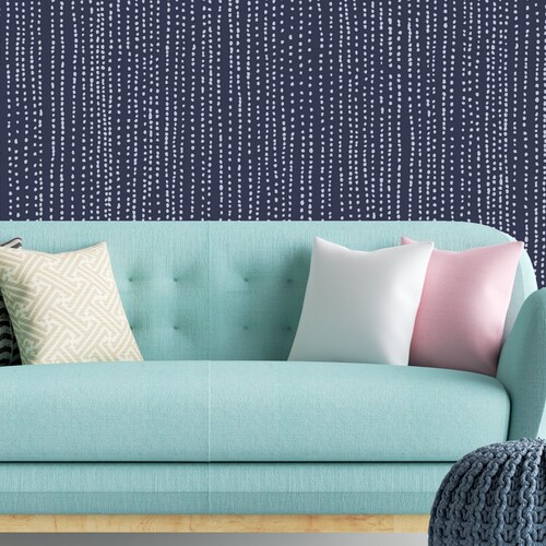 Removable Wallpaper Gold and Navy Blue Geometric Peel & Stick - Etsy