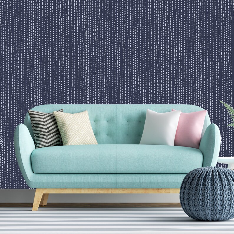 Peel and Stick Removable Wallpaper Dark Blue Hipster Dotted - Etsy