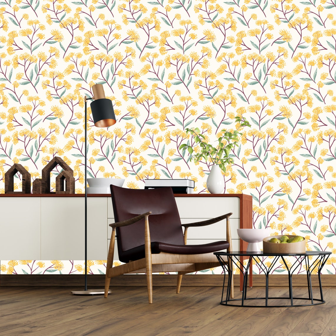 Removable Wallpaper Yellow Wild Flowers Peel and Stick - Etsy