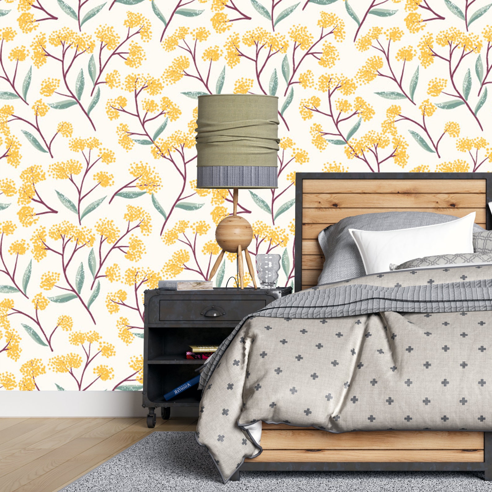 Removable Wallpaper Yellow Wild Flowers Peel and Stick - Etsy