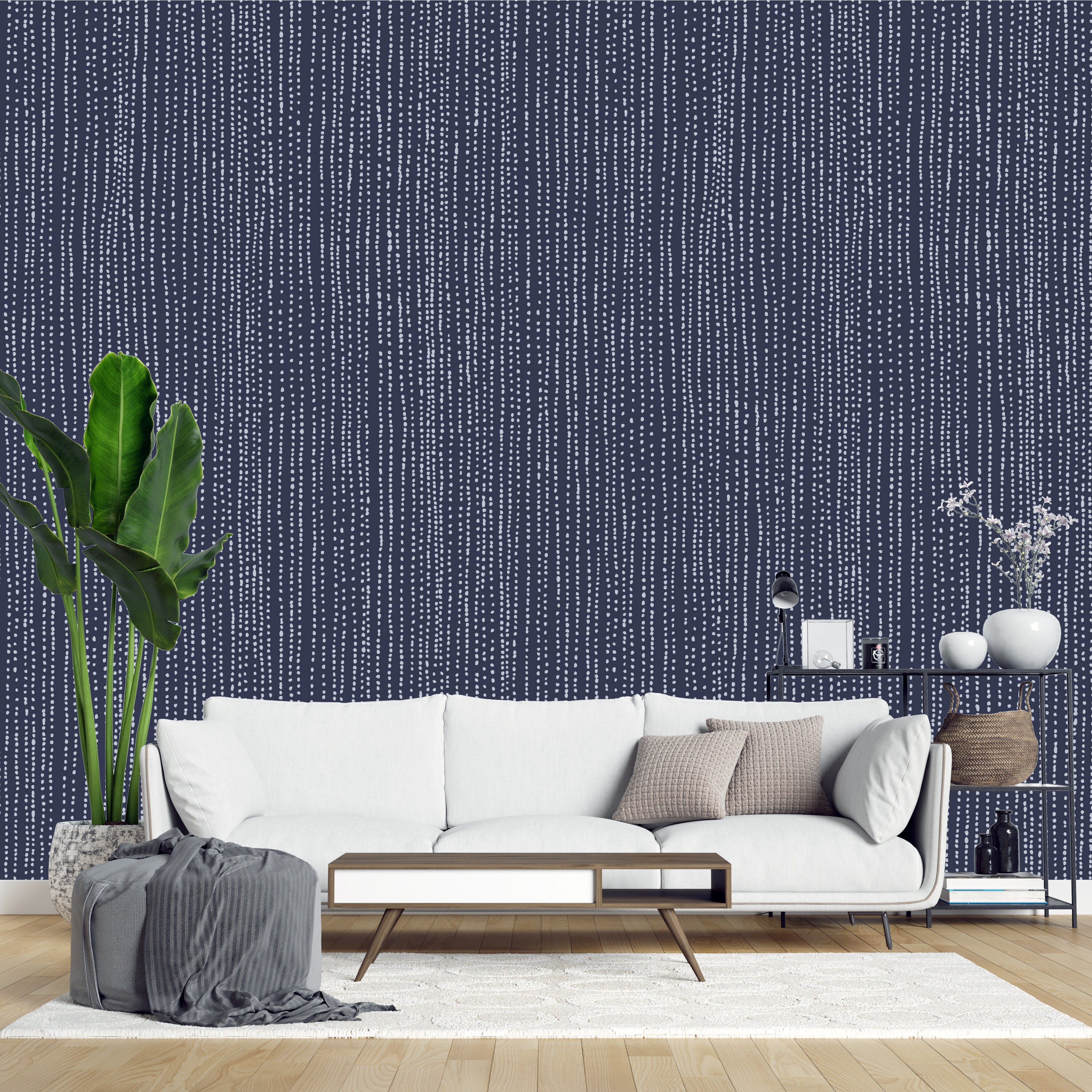 Peel and Stick Removable Wallpaper Dark Blue Hipster Dotted - Etsy