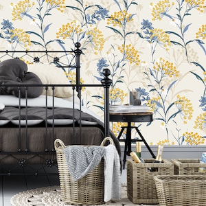 Peel und Stick blühenden Herbst wilde Blumen - abnehmbare Tapete für Home Wandbild Cafe Dekoration selbst klebende Wandbedeckung